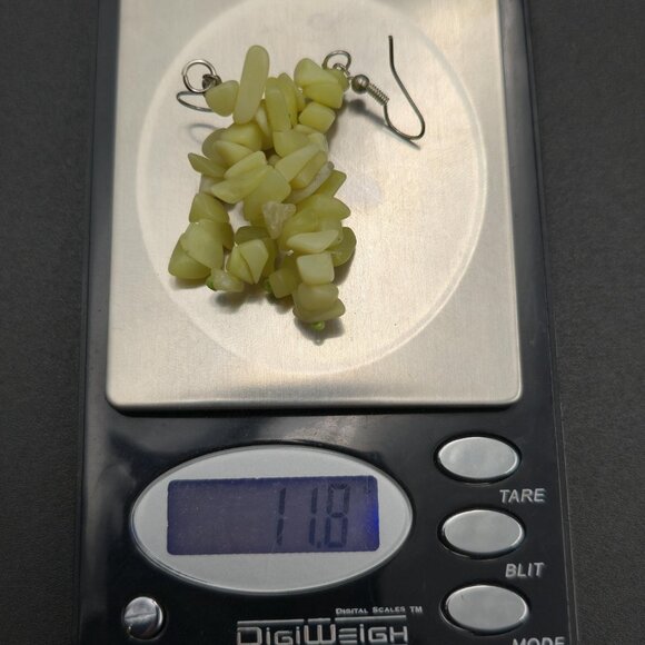 Silver Plated Light Green Shell Handmade Dangle Earrings A6097 - Picture 5 of 5